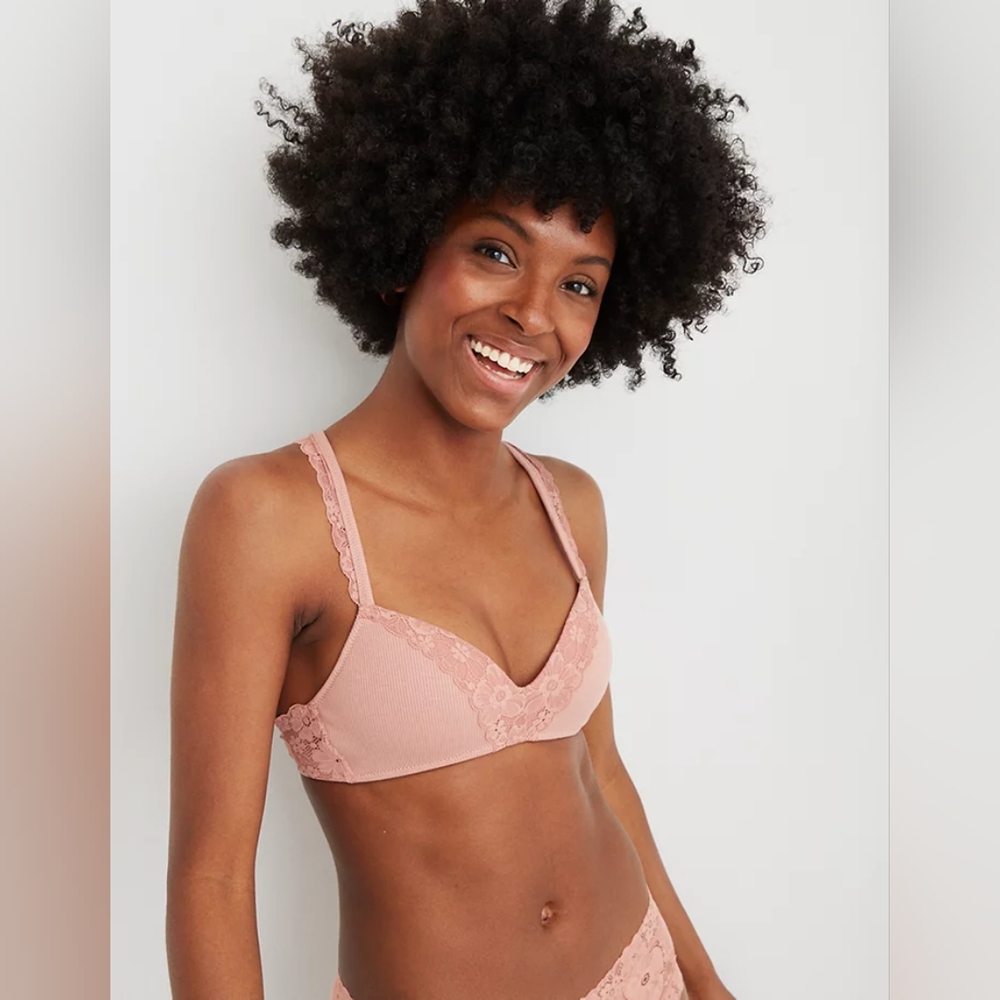 New Aerie Real Happy Wireless Push Up Retro Lace Bra